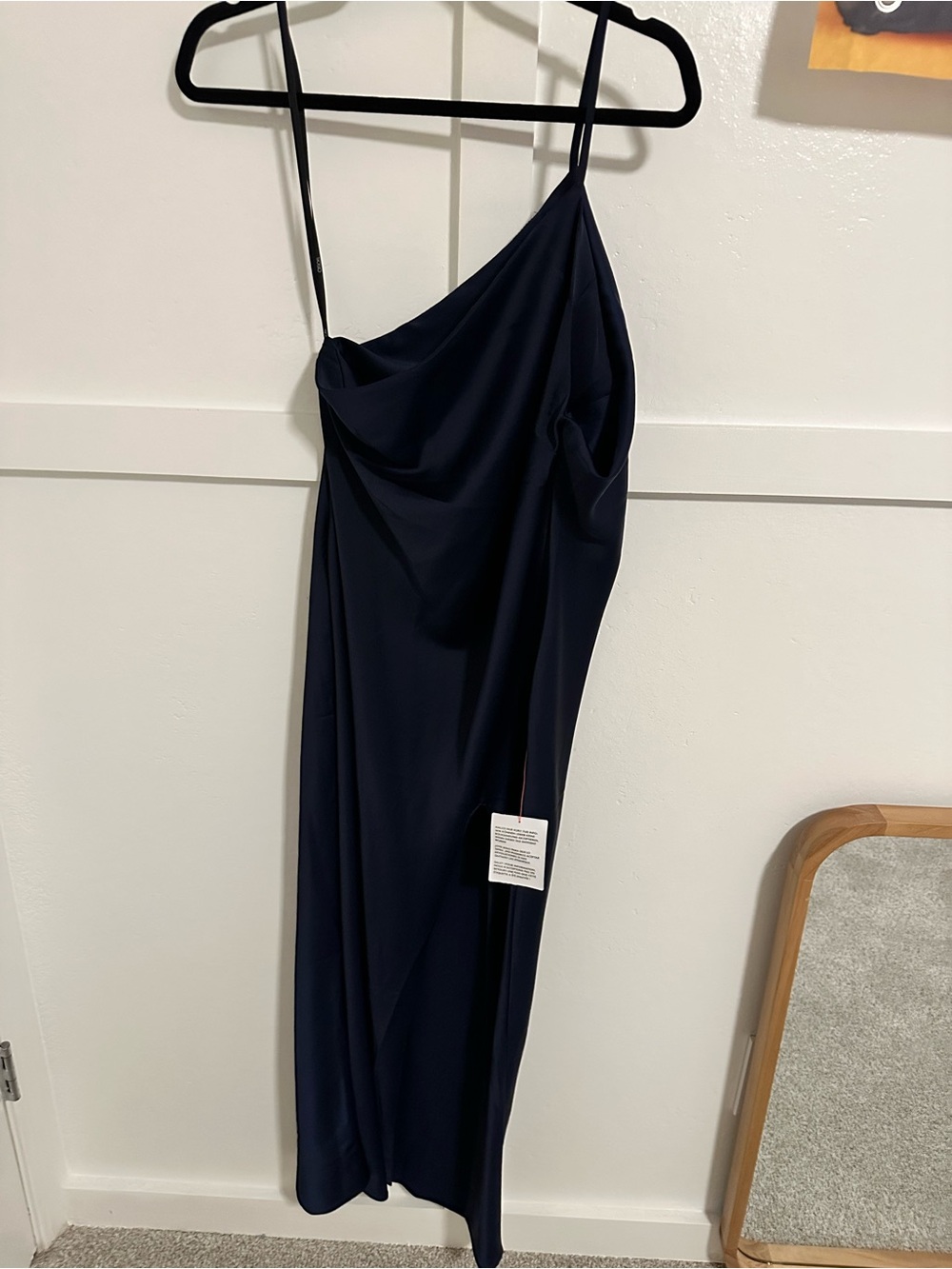 ASOS Navy One-Shoulder Draped Slip Dress